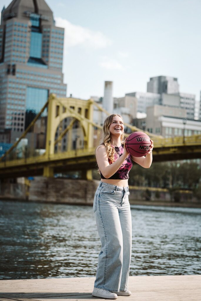 senior portrait of basketball player in Pittsburgh