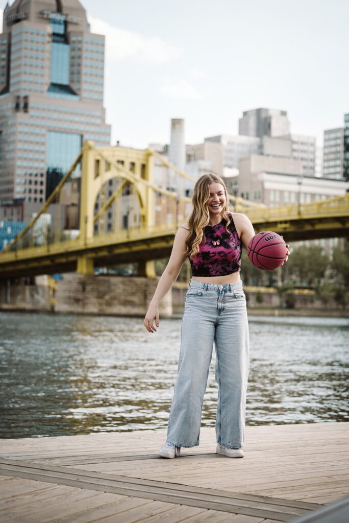 senior portrait of basketball player in Pittsburgh