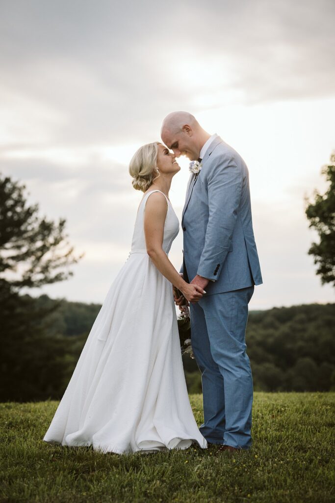 wedding couple dancing at sunset at The Grayson House