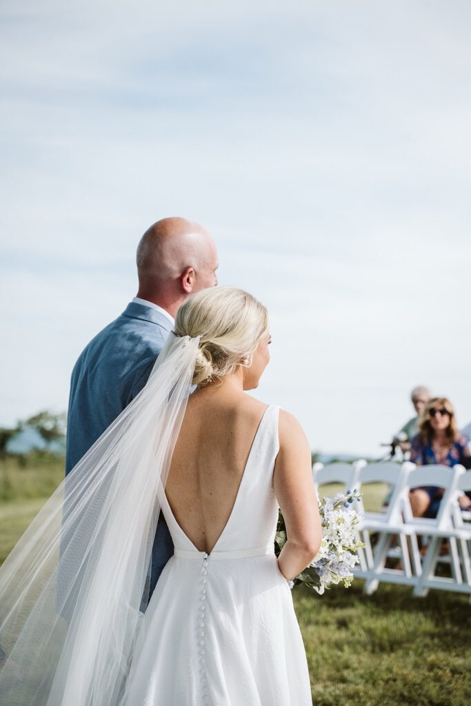 bride and groom during outdoor wedding ceremony