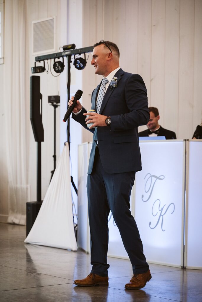 Best man giving toast at Grayson House