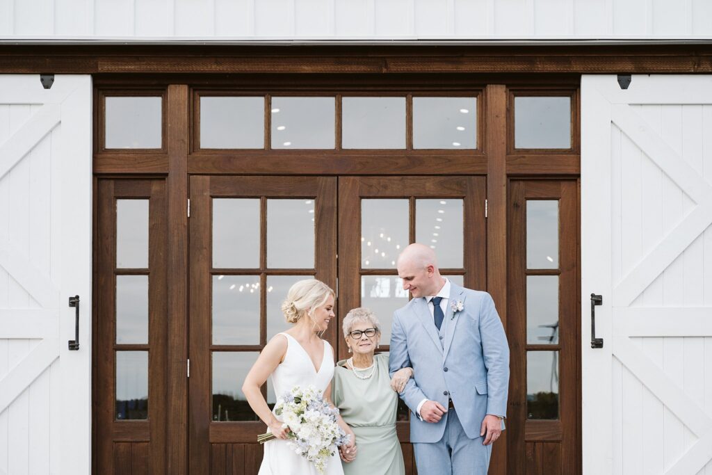 bride, groom and grandma