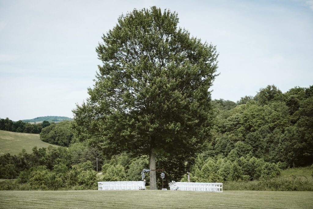 outdoor wedding ceremony set up, Grayson house