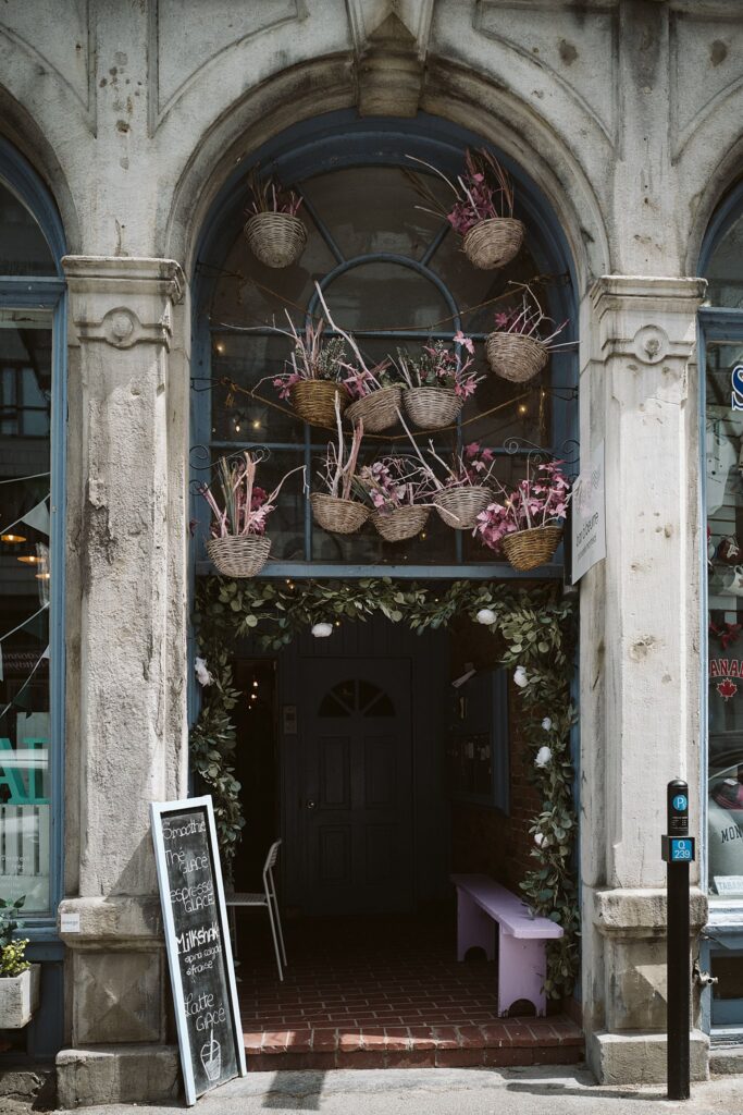 door with baskets in Montreal, Canada