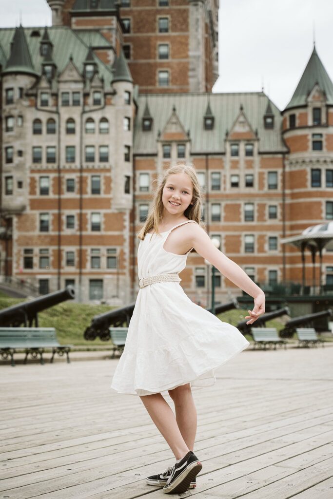 dancing near La chateau Frontenac in Quebec, Canada