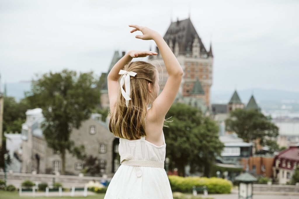 dancing near La chateau Frontenac in Quebec, Canada