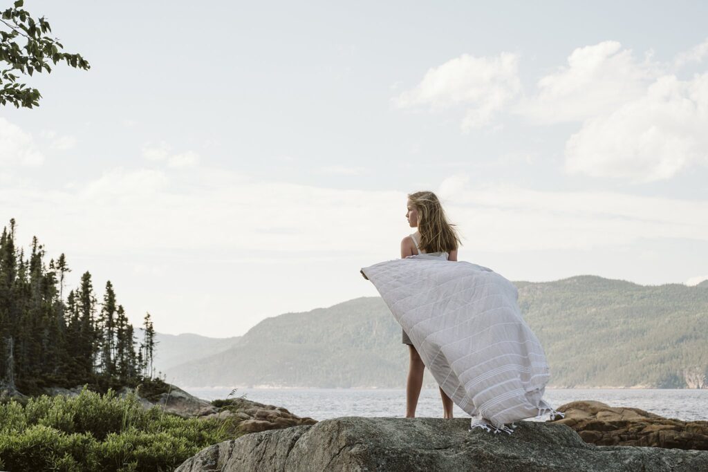 girl standing in Sagnuenay, Canada