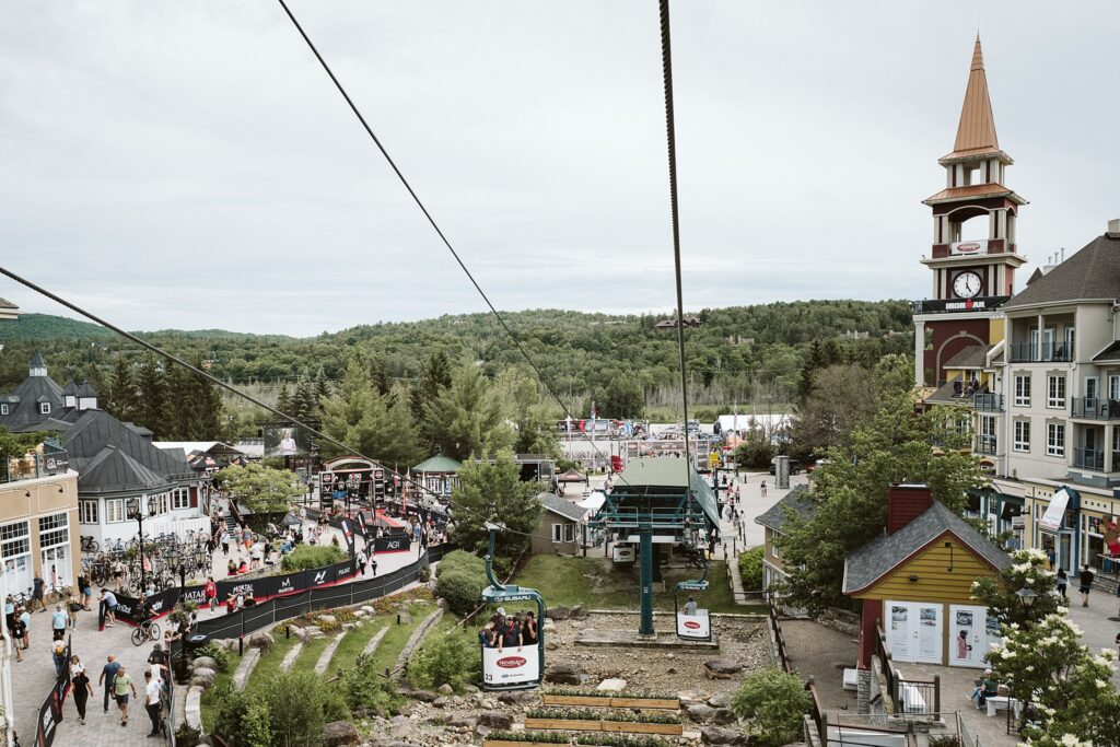 Cable cars in Mont Tremblant Village, Quebec Canada