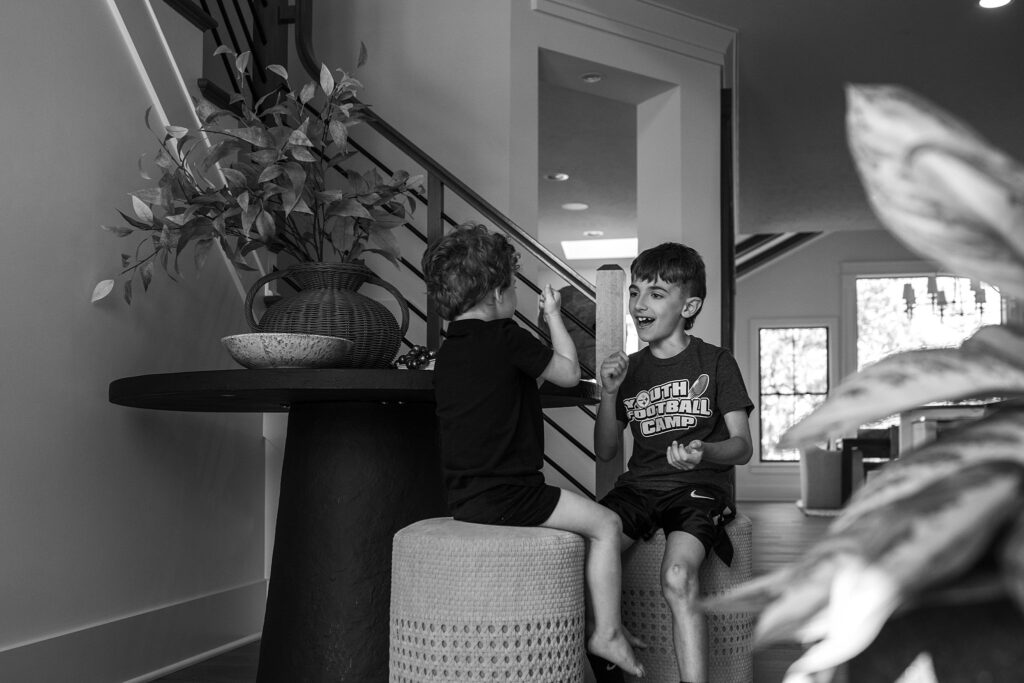 boys playing at home during a lifestyle photoshoot in Pittsburgh