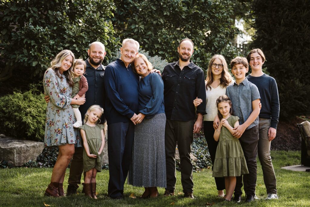 extended family portrait captured in family's backyard