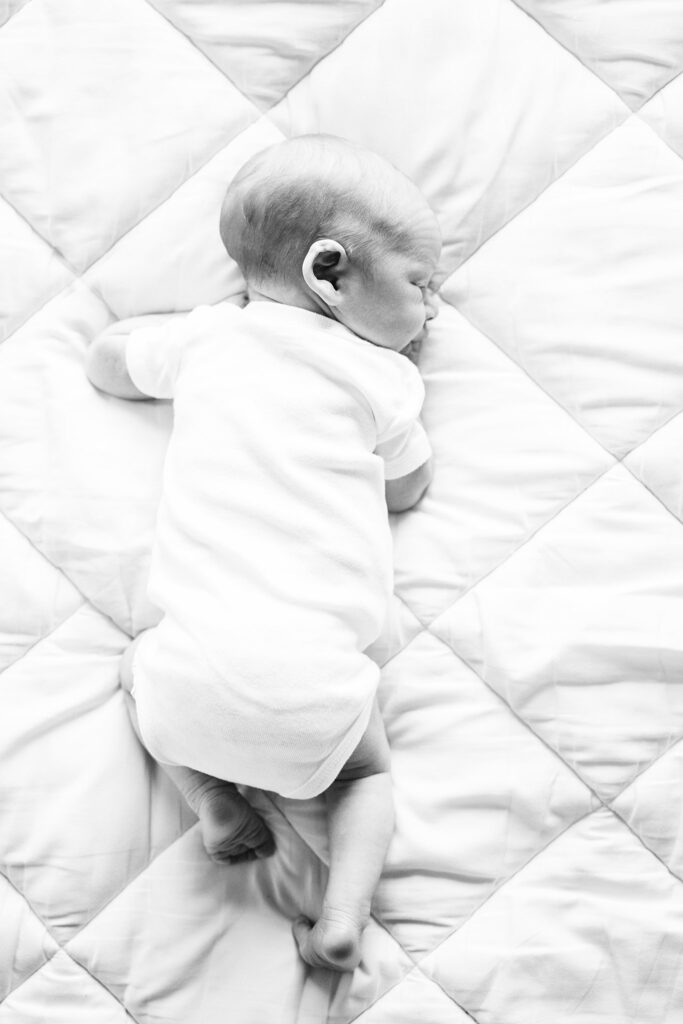 black and white newborn portrait