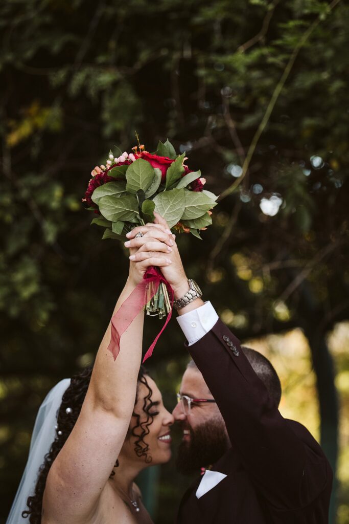 Bride and Groom on Wedding Day at West End Overlook, Pittsburgh