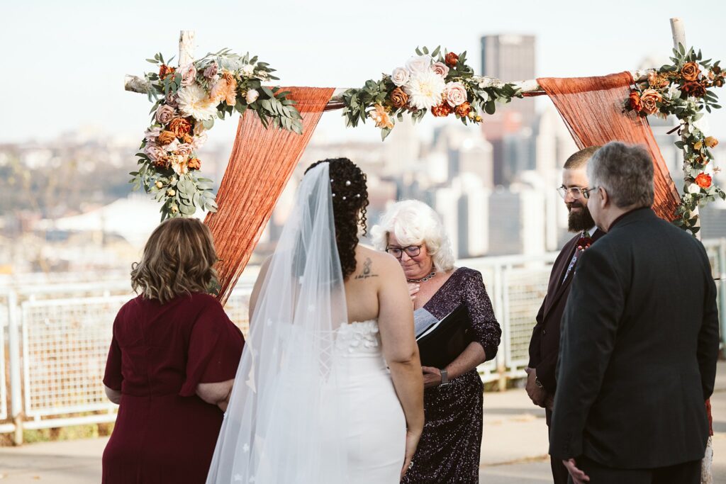 Bride and Groom on Wedding Day at West End Overlook, Pittsburgh