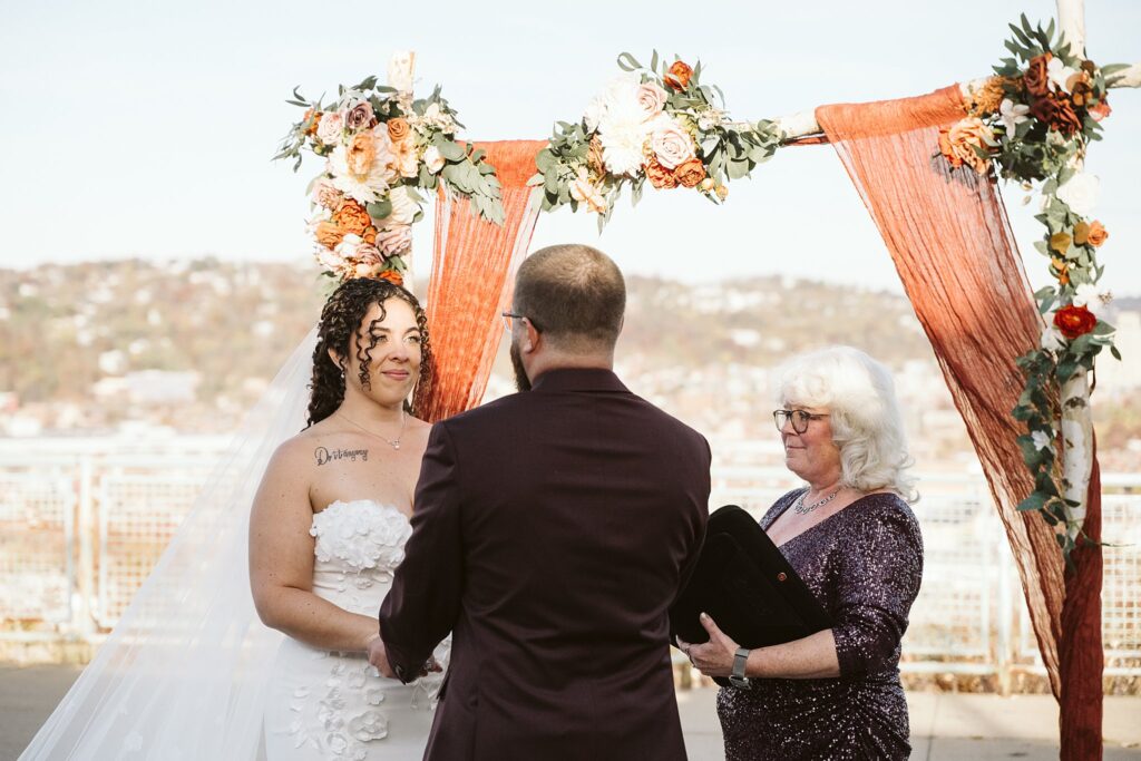 Bride and Groom on Wedding Day at West End Overlook, Pittsburgh