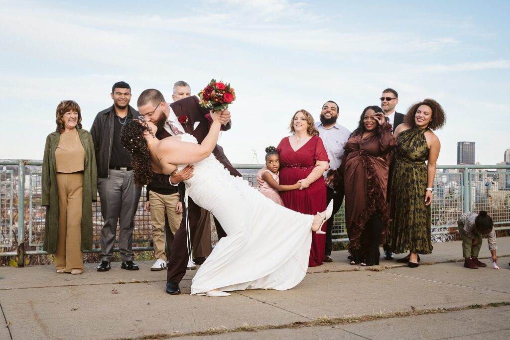 Bride and Groom on Wedding Day at West End Overlook, Pittsburgh