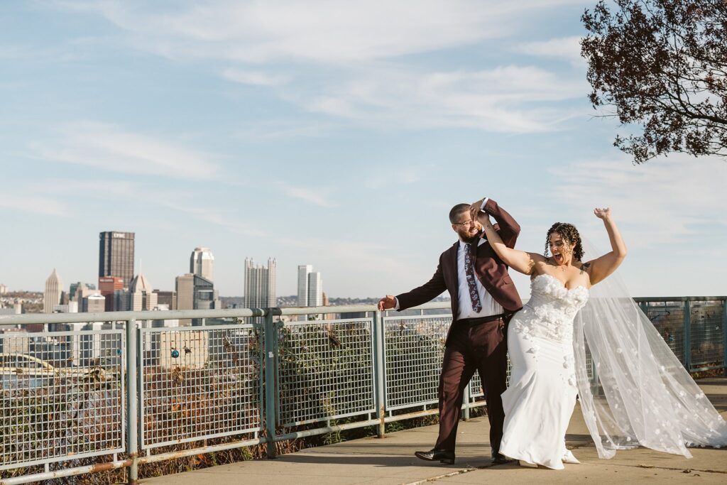 Husband and wife dancing at West End Overlook Wedding