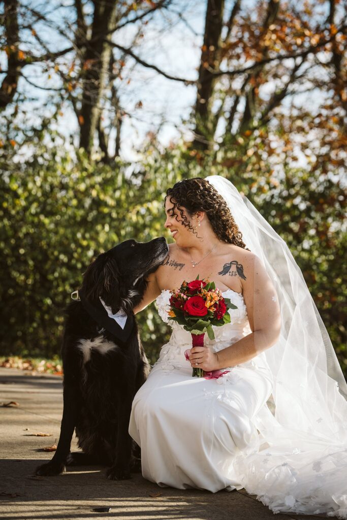 Bride and dog from West End Overlook Wedding