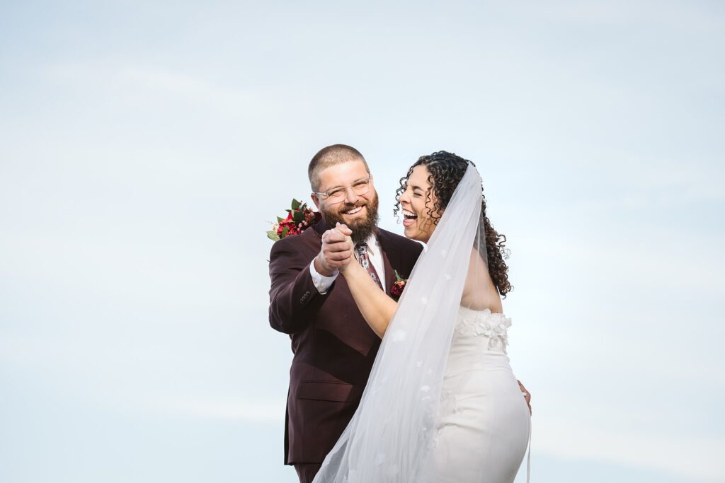 Bride and Groom on Wedding Day at West End Overlook, Pittsburgh