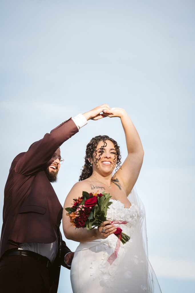 Bride and Groom on Wedding Day at West End Overlook, Pittsburgh