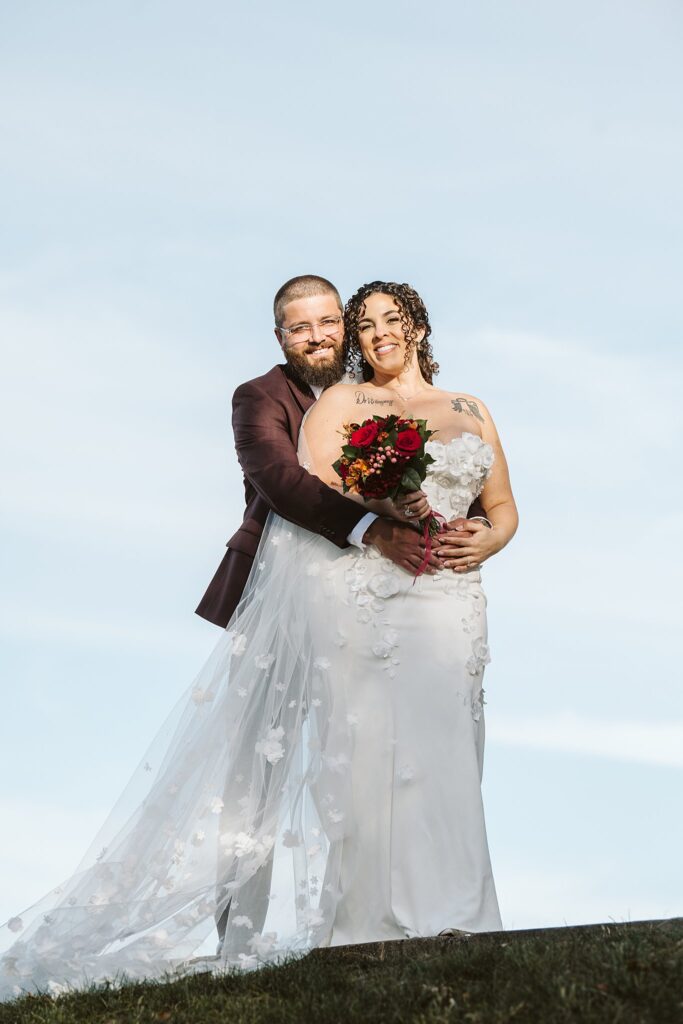 Bride and Groom on Wedding Day at West End Overlook, Pittsburgh