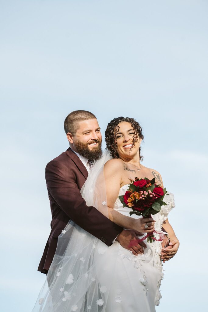 Bride and Groom on Wedding Day at West End Overlook, Pittsburgh