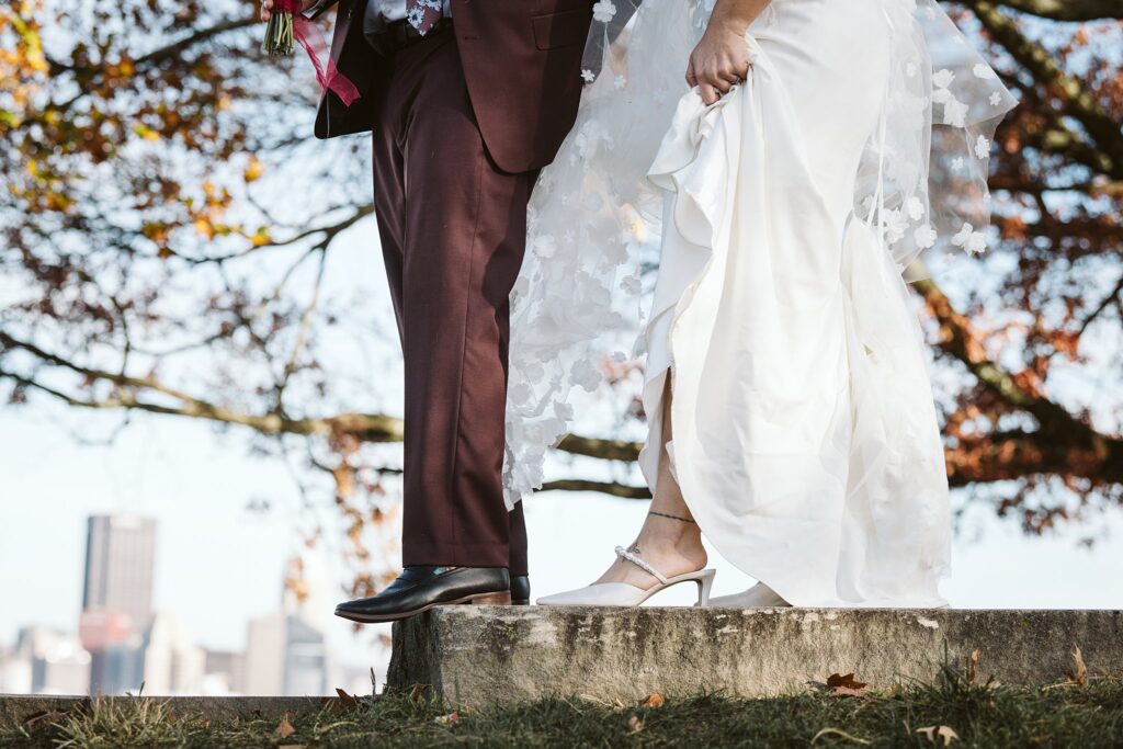 Bride and Groom's shoes on Wedding Day at West End Overlook, Pittsburgh