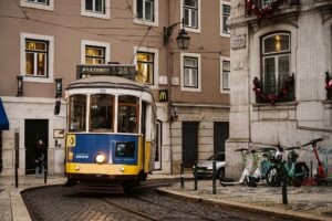 yellow tram 28 in Lisbon