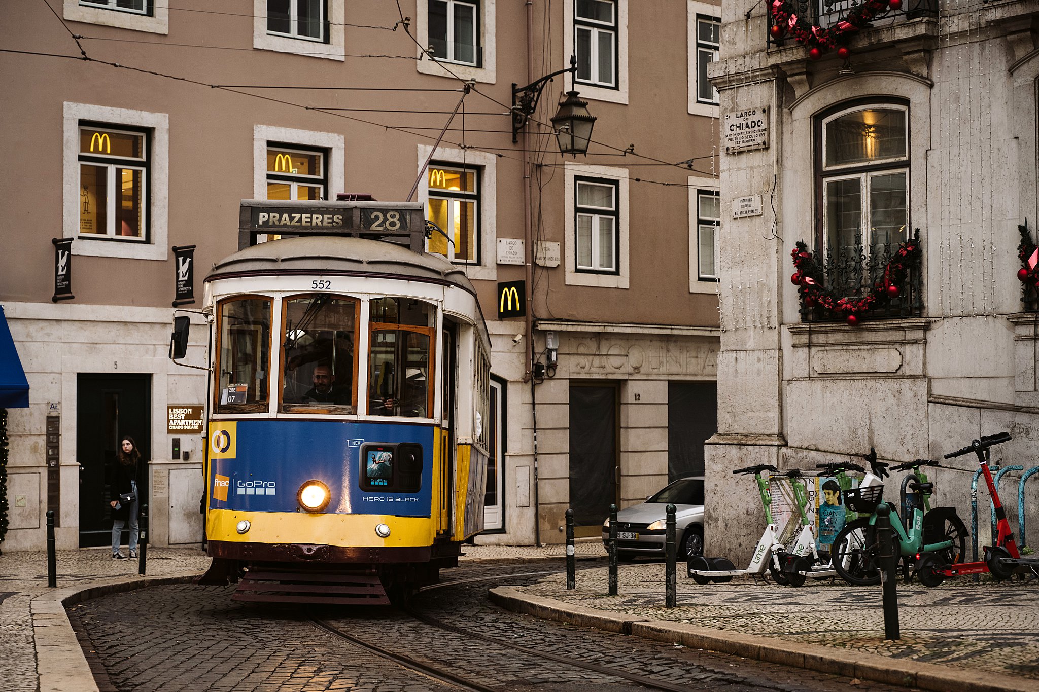 yellow tram 28 in Lisbon