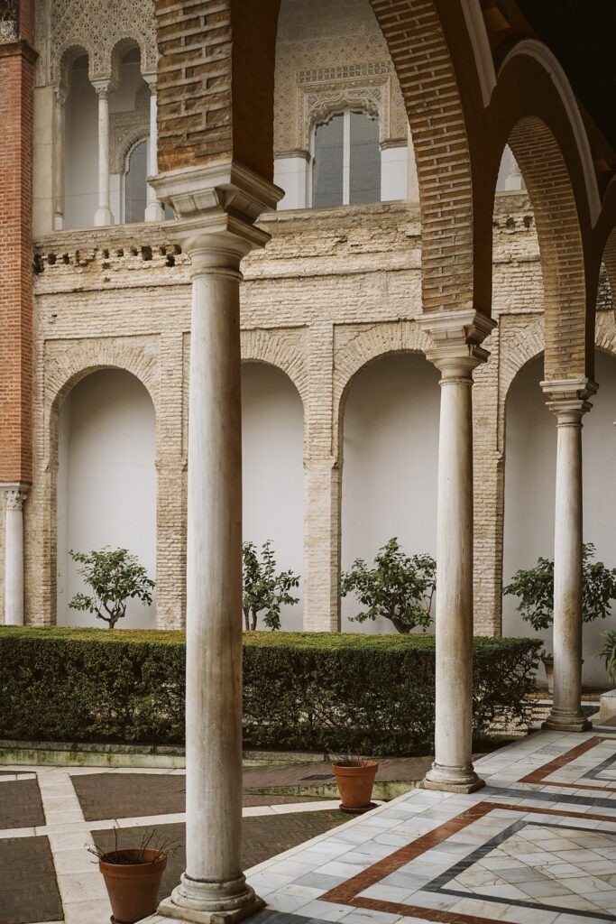 courtyard in Royal Alcazar in Seville, Spain