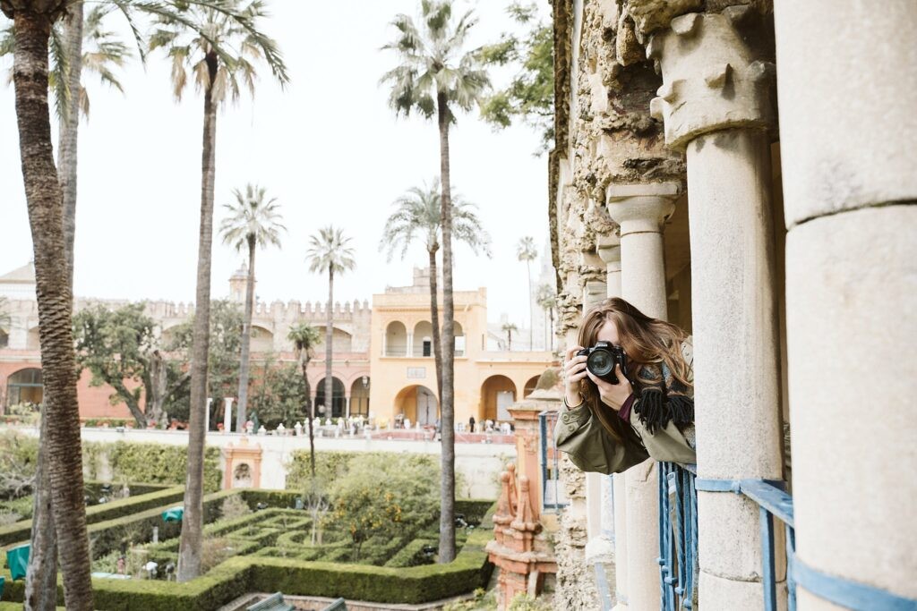 view of gardens, Royal Alcazar, Seville, Spain