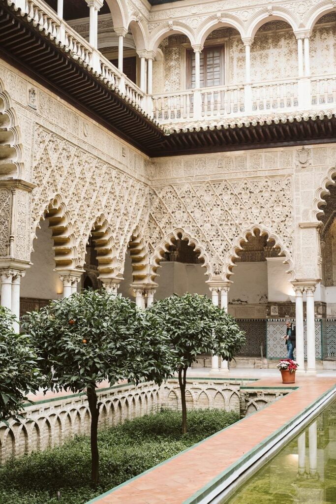 courtyard in Royal Alcazar in Seville, Spain