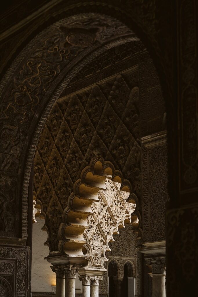 Arch in Royal Alcazar in Seville, Spain