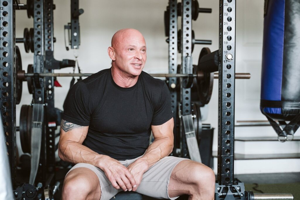 editorial portrait of man in gym