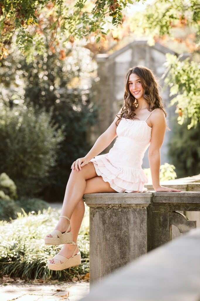 senior girl at Mellon park during golden hour
