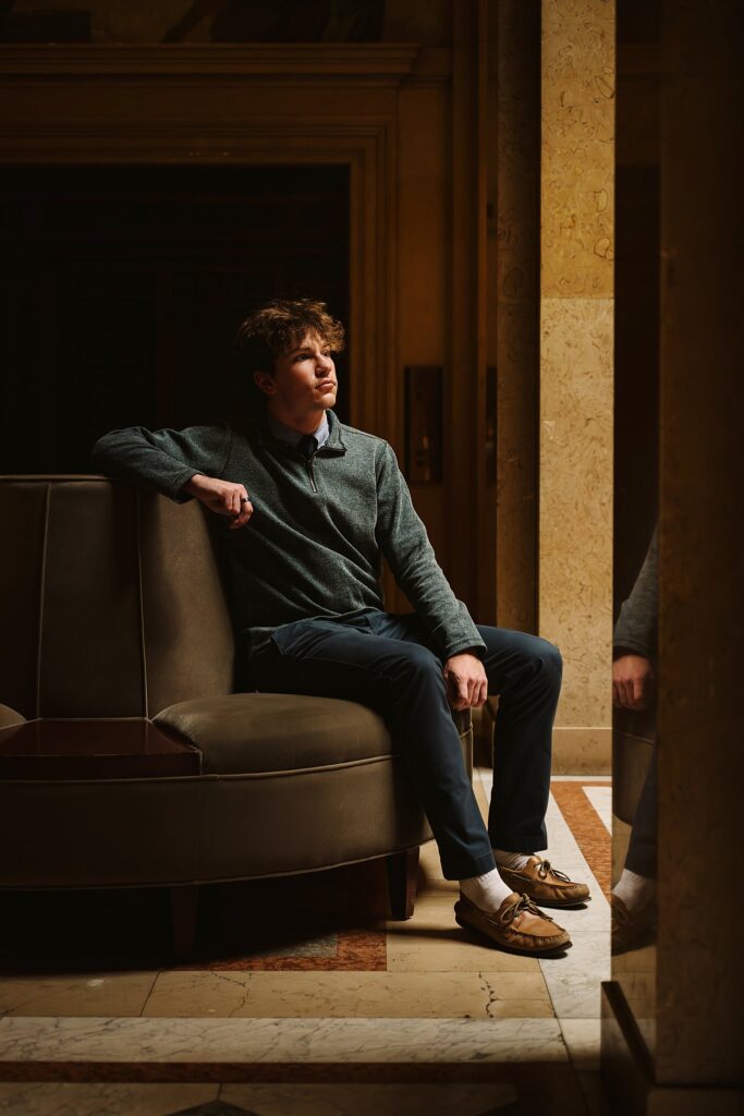 senior guy in Carnegie art museum