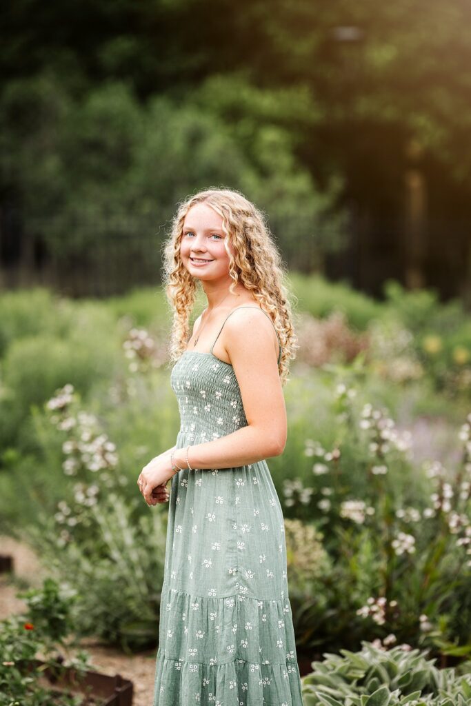 senior girl in flower garden