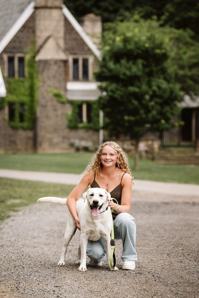 senior girl photos in Pittsburgh with dog