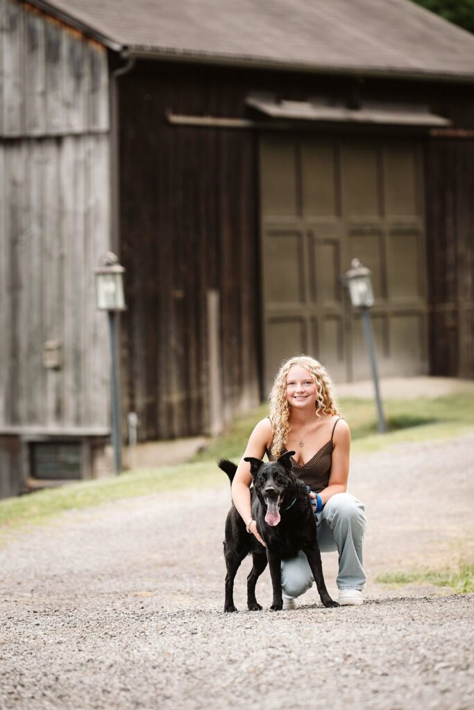senior girl photos in Pittsburgh with dog