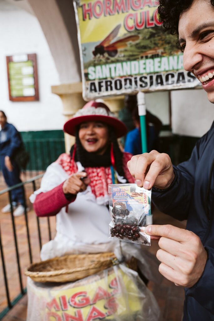 woman selling ants in bogota