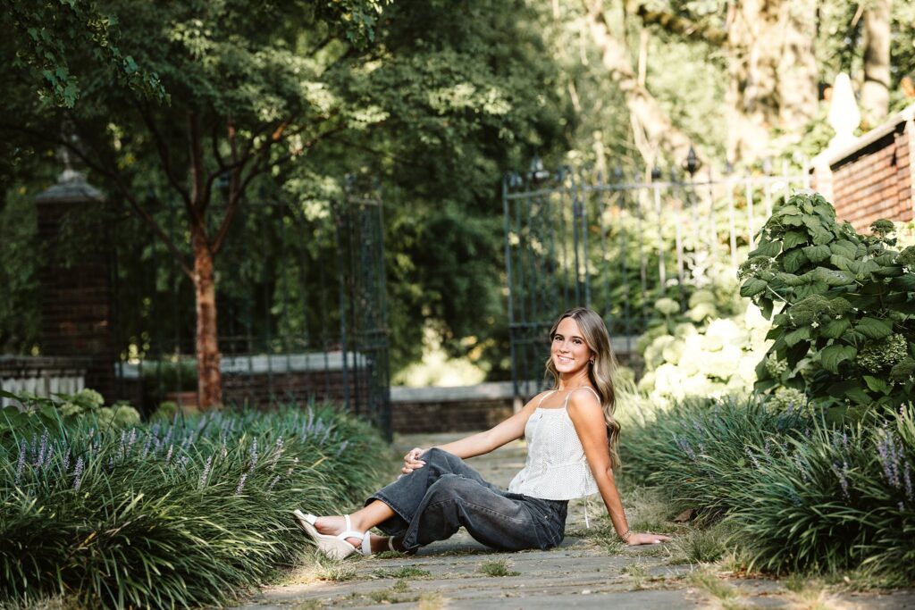 senior girl at sunset in Mellon Park