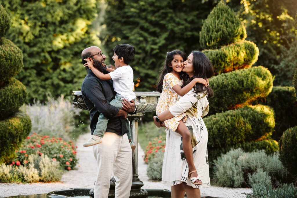 Family sharing a quiet moment together in a Pittsburgh-area park